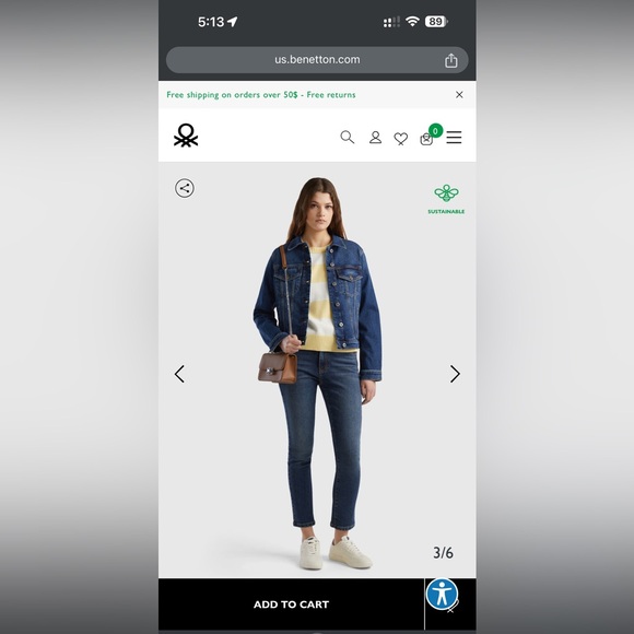 Women’s Rider Style Stretch Jean Jacket Size Medium United Colors of Benneton - Picture 11 of 14